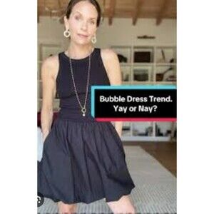 GAP Black Bubble Mixed Media Girlie Day Dress SZ XXL Trending Tik Tok Favorite